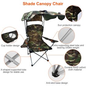 Foldable Beach Canopy Chair Sun Protection Camping Lawn Canopy Chair 330LBS Load Folding Seat (Color: Camouflage)