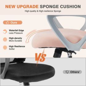 Office Mid Back Ergonomic Mesh Computer Desk Larger Seat Executive Height Adjustable Swivel Task Chair with Lumbar Support (Color: Pink)