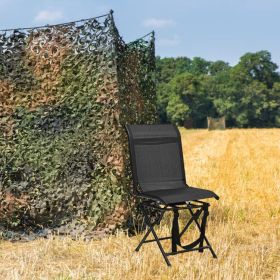 All weather Outdoor Foldable 360 Degree Swivel Chair with Iron Frame (Color: Black)