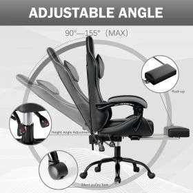Ergonomic Gaming Chair for Adults, Comfortable Computer Chair for Heavy People, Adjustable Height Office Desk Chair with Wheels (Color: Grey)