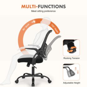 Office Mid Back Ergonomic Mesh Computer Desk Larger Seat Executive Height Adjustable Swivel Task Chair with Lumbar Support (Color: Black)