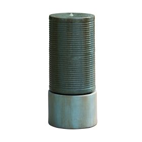 44" Tall Large Round Green Ribbed Tower Water Fountain, Verge Bronze, Cement Outdoor Bird Feeder / Bath Fountain (Color: as Pic)