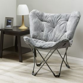 Comforts Adult Folding Butterfly Chair (Color: Gray)