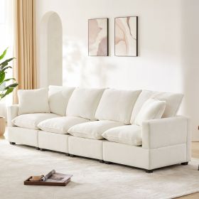 [VIDEO provided] [New] 110*29" Modern Modular Sofa, 4 Seat Chenille Sectional Couch Set with 2 Pillows Included (Color: as Pic)