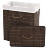 Bamboo Laundry Bin Rectangular Dark Brown