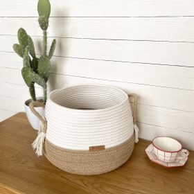 Xemussa 1pc Brown Tassel Handle Cotton rope Large Storage Basket for Toy, Small Basket for Stuffed Animal,Clothes (size: XL)