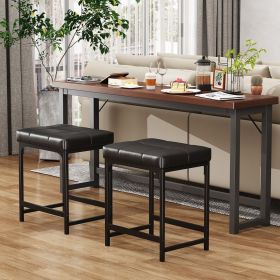 2 Pack Vanity Stool Chair, Makeup Stool, Faux Leather Vanity Stool, Modern Foot Stool for Vanity Makeup, Living Room, Bedroom and Entryway, Barstools (Main Color: Black)