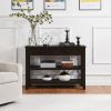 Retro Design Console Table with Two Open Shelves, Pine Solid Wood Frame and Legs for Living Room