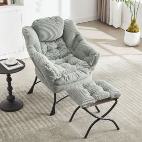 Lazy Chair with Ottoman, Modern Lounge Accent Chair with Armrests and a Side Pocket (Color: as Pic)