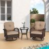3 Pieces Outdoor Swivel Rocker Patio Chairs, 360 Degree Rocking Patio Conversation Set with Thickened Cushions and Glass Coffee Table for Backyard