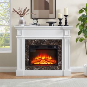 Electric Fireplace with Mantel, Fireplace Mantel, Fireplace Heater Freestanding, Realistic Stacked Stone Surround with Remote Control Timer LED Flame (Color: as Pic)