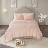 Romantic Boho Chic Tufted Cotton Chenille Medallion Fringe Coverlet Set, Blush
