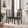Metal Dining Chairs Set of 2, Steel Legs and PU Leather Seats, High Back Armless Dining Chairs, for Kitchen, Living Room, Black