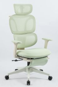 Foam office chair, ergonomic office chair, foam base, adjustable headrest, armrests, foot rests, with hanger (Color: Green)