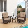 3 Pieces Outdoor Swivel Rocker Patio Chairs, 360 Degree Rocking Patio Conversation Set with Thickened Cushions and Glass Coffee Table for Backyard