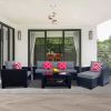 Outdoor Garden Patio Furniture 7-Piece PE Rattan Wicker Cushioned Sofa Sets and Coffee Table