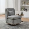 25.2 "Wide Modern Chenille Cushioned Armless Metal Base 360Â° Swivel Chair with Pillow, Suitable for Living Room, Family Room, Bedroom, Lounge Area