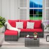 2 Pieces Patio Furniture Set,Outdoor Woven Sectional L- Shaped Patio Furniture ,Wicker Conversation Set with Ottoman