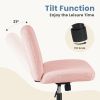 Cross-legged office chair without wheels, comfortable cross chair wide home desk chair, adjustable swivel armless computer work chair for home office