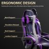 Video Game Chairs for Adults, PU Leather Gaming Chair with Footrest, 360Â°Swivel Adjustable Lumbar Pillow Gamer Chair