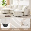 [VIDEO provided] [New] 110*57" Modern U Shape Modular Sofa, 6 Seat Chenille Sectional Couch Set with 2 Pillows Included