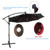 W65627956  Outdoor exposed table lamp Solar umbrella 10 feet Solar lamp umbrella LED lighting umbrella 8 rib umbrella crank / cross base Burgundy Sola