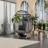 Outdoor Swivel Chair with Cushions, Rattan Egg Patio Chair with Rocking Function for Balcony, Poolside and Garden