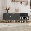 Modern Shoe Storage Bench with Hidden Storage and Upholstered Cushions for Bedside,Living Room and Entryway