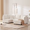 [VIDEO provided][New]89*79"Modern Sectional Sofa with Vertical Stripes,2 Pillows,5-Seat Couch with Convertible Ottoman,Various Combinations