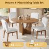 Modern 5-Piece Extendable Round Dining Table Set with 16.2inch Removable Leaf for Small Places