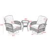 3 Pieces Outdoor Swivel Rocker Patio Chairs, 360 Degree Rocking Patio Conversation Set with Thickened Cushions and Glass Coffee Table for Backyard