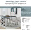 Updated Counter Height 5-piece Solid Wood Dining Table Set, 59*35.4Inch Table with Curved Wine Rack and 4 Upholstered Chairs