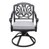 Patio Outdoor Aluminum Dining Swivel Rocker Chairs With Cushion, Set of 2, Cast Silver