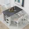 Updated Counter Height 5-piece Solid Wood Dining Table Set, 59*35.4Inch Table with Curved Wine Rack and 4 Upholstered Chairs