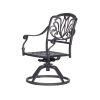 Patio Outdoor Aluminum Dining Swivel Rocker Chairs With Cushion, Set of 2, Navy Blue