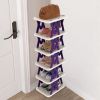 6 Tier Foldable Shoe Rack Vertical Shoe Organizer Narrow Shoe Rack for Small Spaces Space Saving Free Standing for Corner Entryway Hallway Bedroom