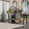 Outdoor Swivel Chair with Cushions, Rattan Egg Patio Chair with Rocking Function for Balcony, Poolside and Garden