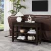 Retro Design Console Table with Two Open Shelves, Pine Solid Wood Frame and Legs for Living Room