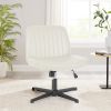 Cross-legged office chair without wheels, comfortable cross chair wide home desk chair, adjustable swivel armless computer work chair for home office