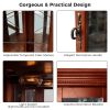 Corner Curio Cabinet with Lights, Adjustable Tempered Glass Shelves, Mirrored Back, Display Cabinet(E26 light bulb not included)