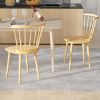 Windsor Dining Chairs Set of 2 Rubber Wood Kitchen Chairs with Spindle Back