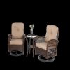 3 Pieces Outdoor Swivel Rocker Patio Chairs, 360 Degree Rocking Patio Conversation Set with Thickened Cushions and Glass Coffee Table for Backyard
