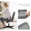 Cross-legged office chair without wheels, comfortable cross chair wide home desk chair, adjustable swivel armless computer work chair for home office
