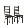 Metal Dining Chairs Set of 2, Steel Legs and PU Leather Seats, High Back Armless Dining Chairs, for Kitchen, Living Room, Black